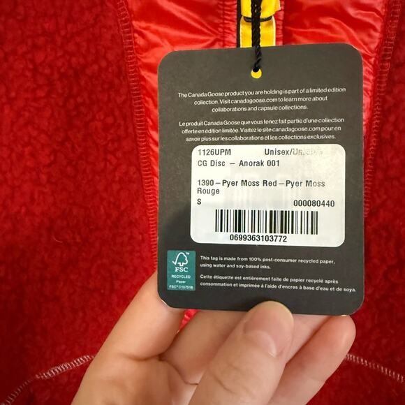 NWT NEW Canada Goose Pyer Moss Cg Disc Anorak 001 Pyer Moss Red Unisex Small - Picture 5 of 6